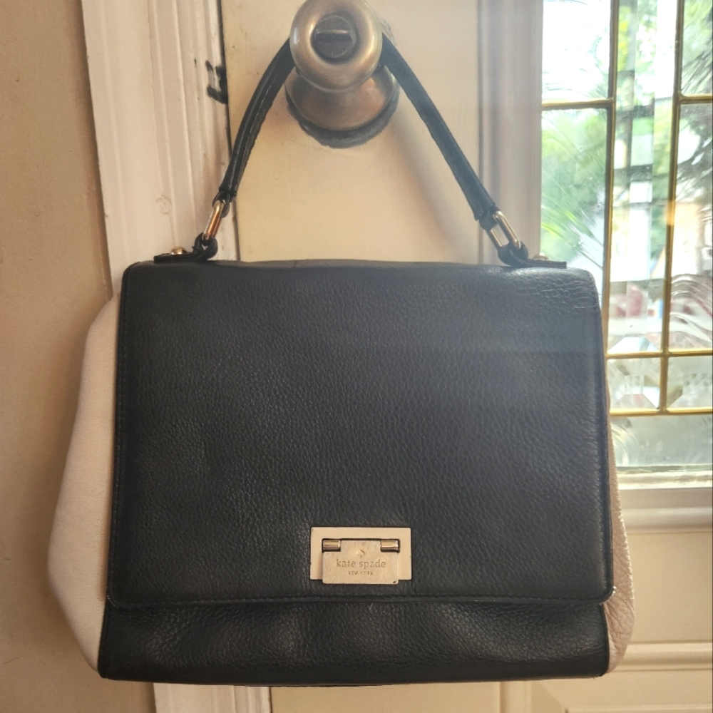Kate Spade Pebbled Back & White Leather Convertible Bag